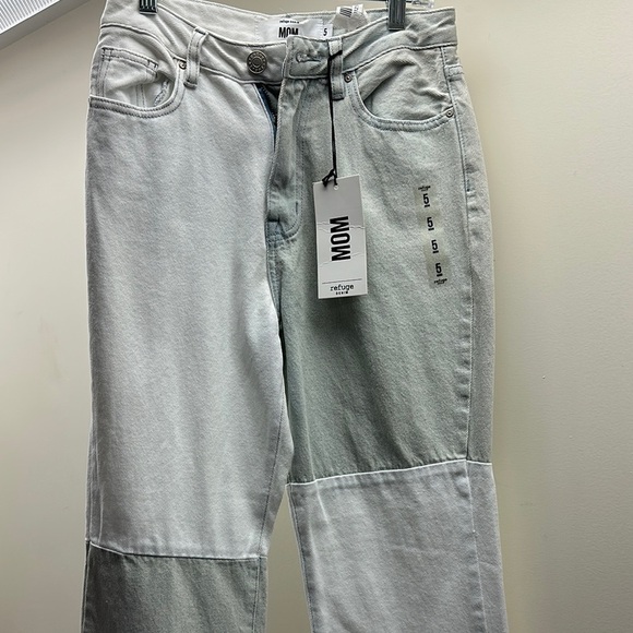 refuge DENIM Ultra High-Rise MOM Jeans Vintage Stretch Patchwork/Sz 5 NEW - Picture 3 of 4